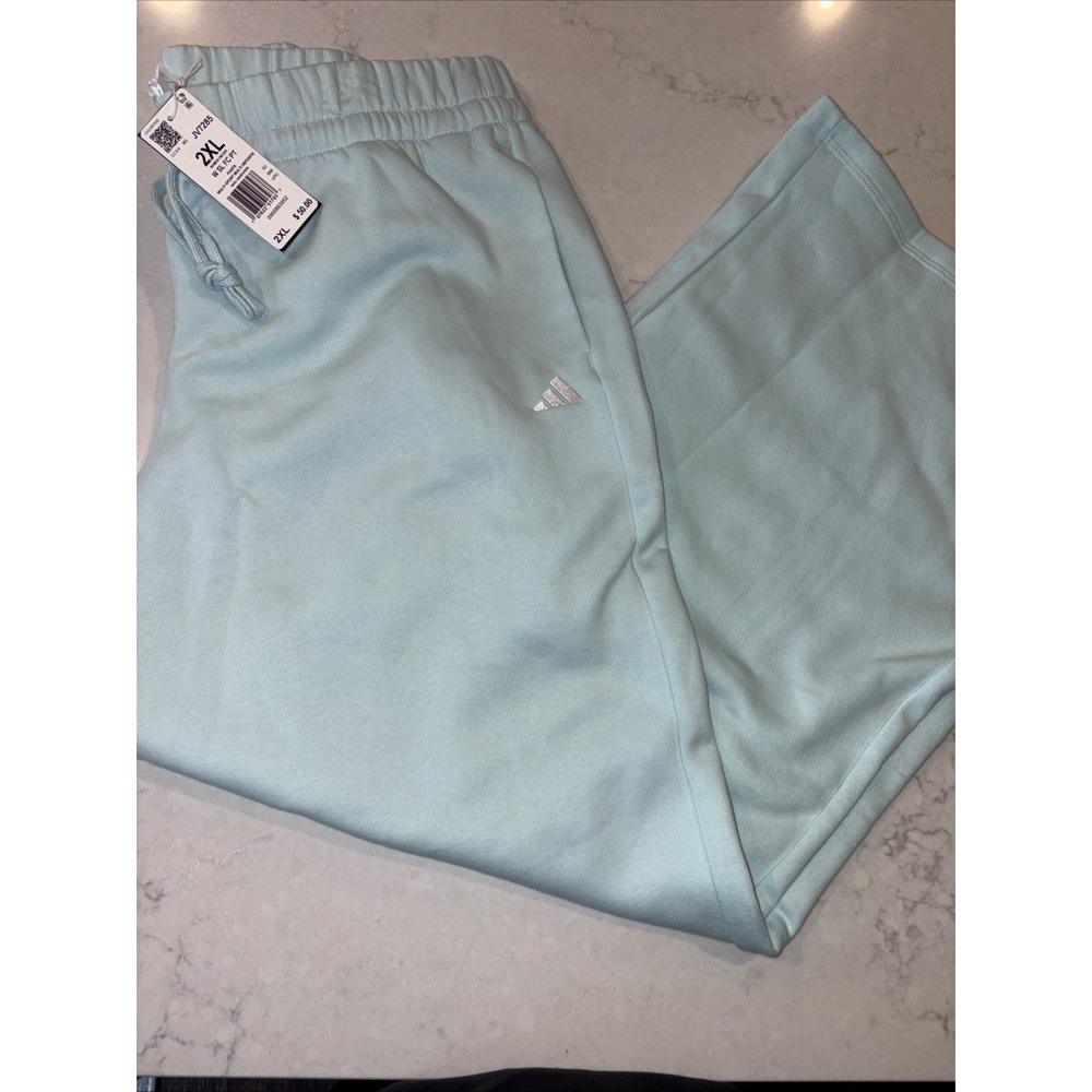 Women's Adidas Wide Leg Jogger Pants 2XL Mint JV7285 Athletic 3 Stripe Green 2X
